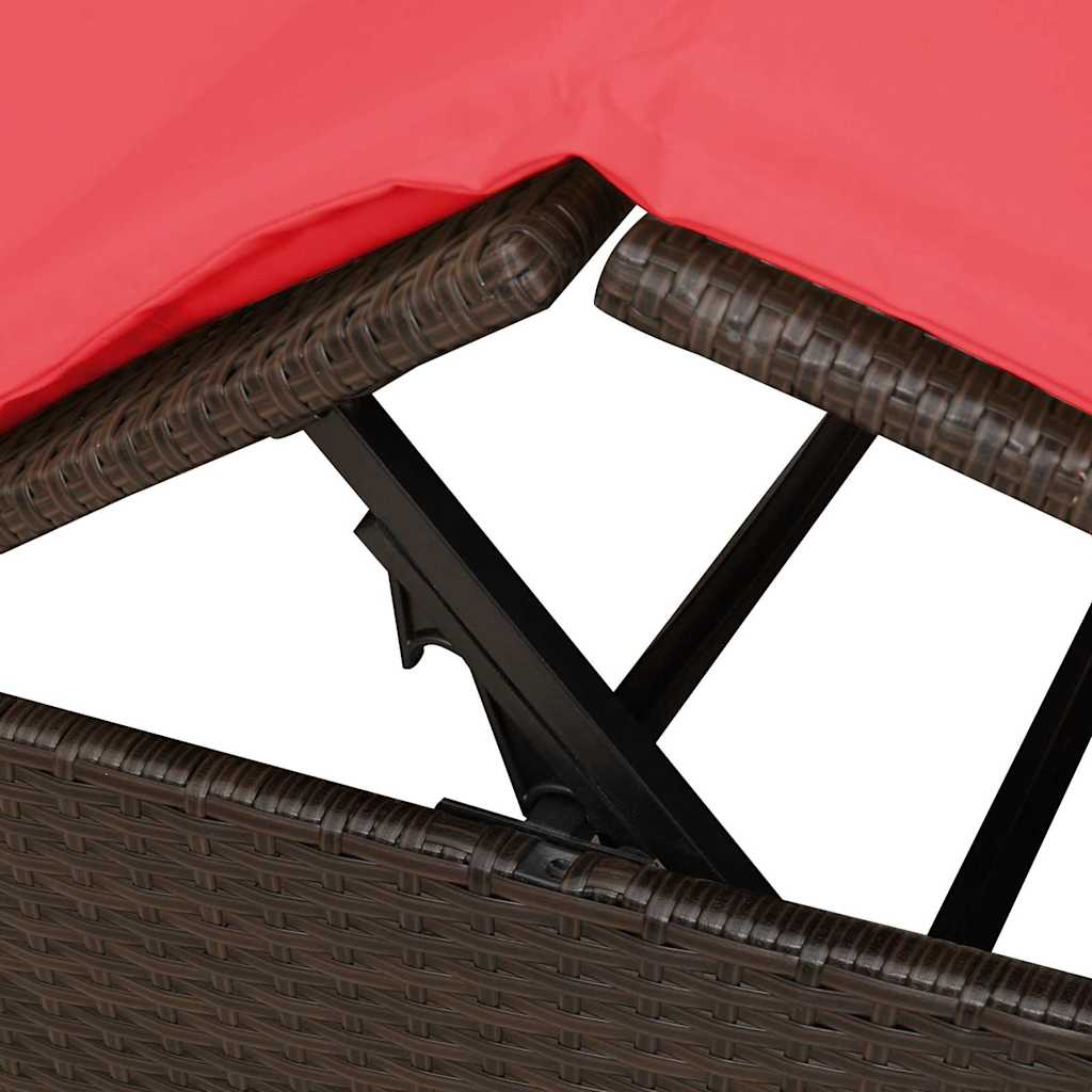 Dubbele ligbed Verstelbaar Rood 205 x 129 x 200 cm poly rattan is nu te koop bij PeponiXL, paradijselijk wonen!