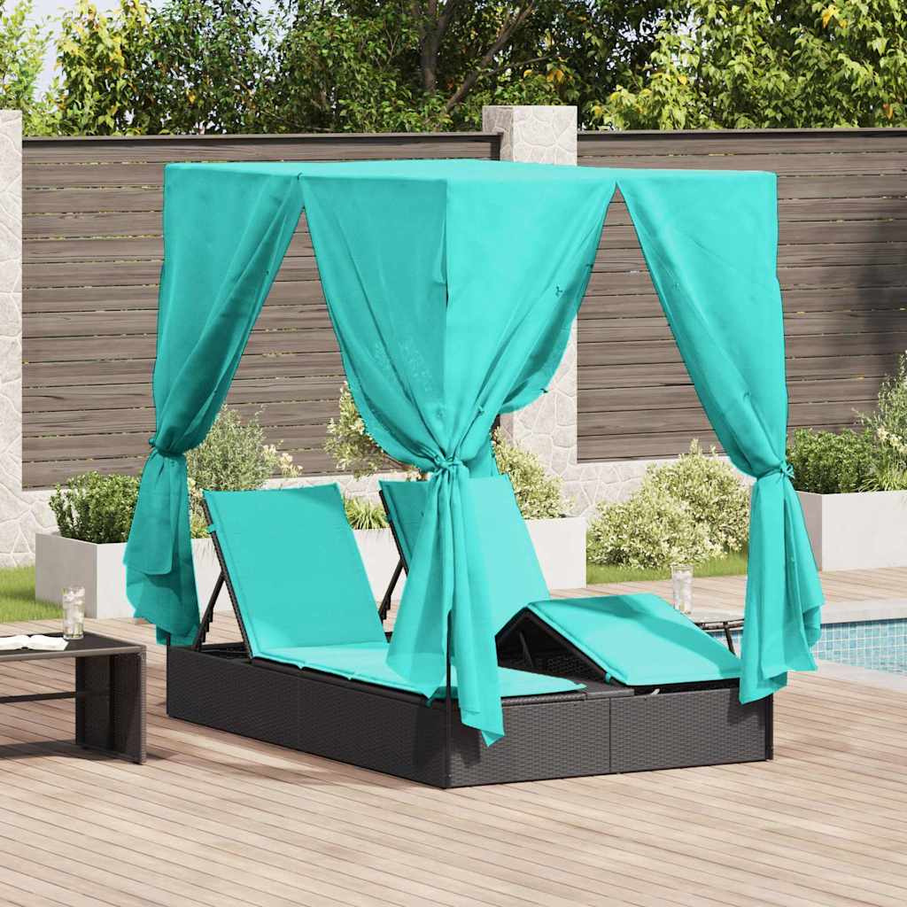 Dubbele ligbed Turquoise 205 x 129 x 200 cm poly rattan is nu te koop bij PeponiXL, paradijselijk wonen!
