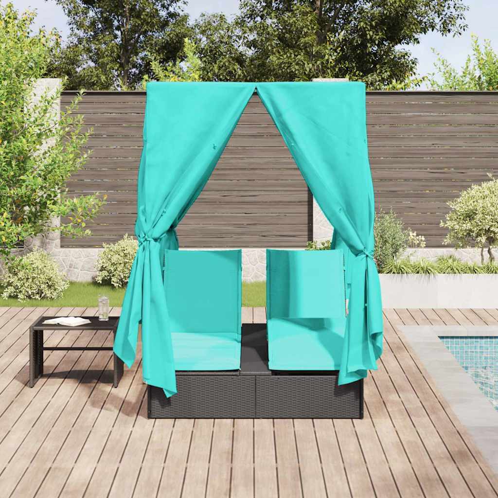 Dubbele ligbed Turquoise 205 x 129 x 200 cm poly rattan is nu te koop bij PeponiXL, paradijselijk wonen!