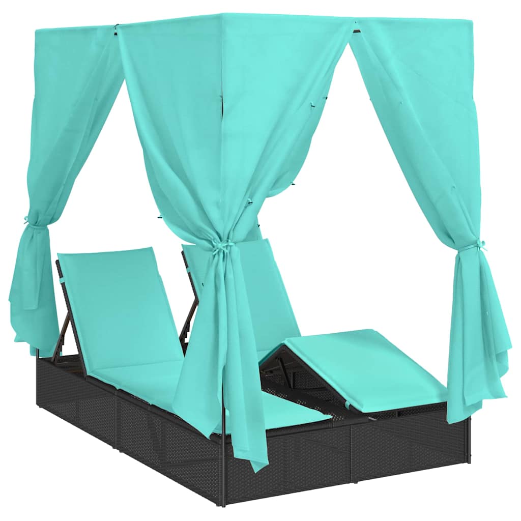 Dubbele ligbed Turquoise 205 x 129 x 200 cm poly rattan is nu te koop bij PeponiXL, paradijselijk wonen!