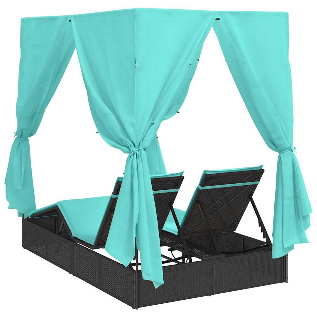 Dubbele ligbed Turquoise 205 x 129 x 200 cm poly rattan is nu te koop bij PeponiXL, paradijselijk wonen!
