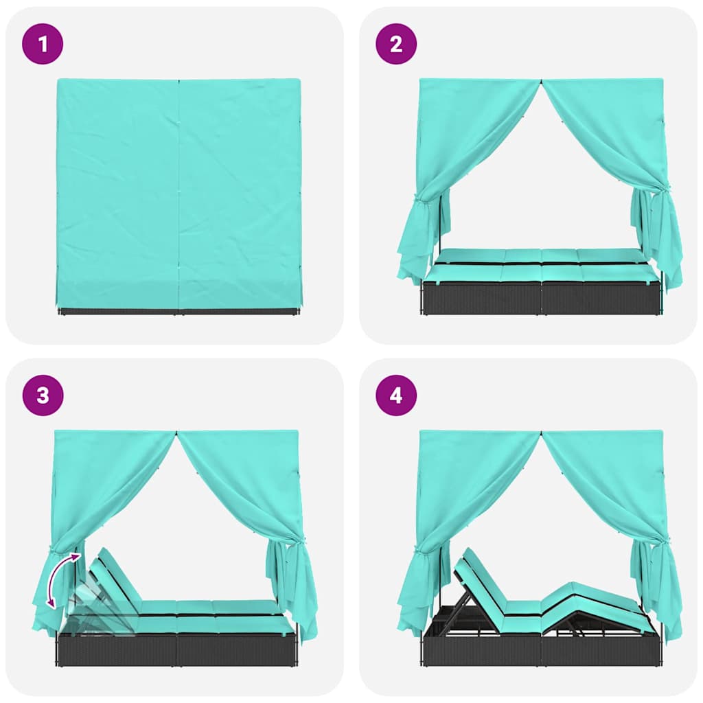 Dubbele ligbed Turquoise 205 x 129 x 200 cm poly rattan is nu te koop bij PeponiXL, paradijselijk wonen!