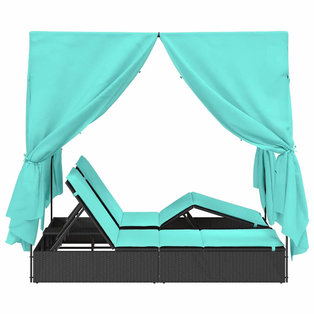 Dubbele ligbed Turquoise 205 x 129 x 200 cm poly rattan is nu te koop bij PeponiXL, paradijselijk wonen!