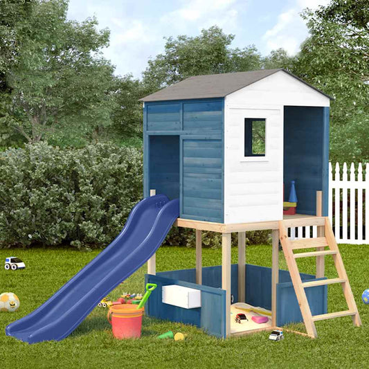 Buitenspeelset massief sparrenhout wit en blauw is nu te koop bij PeponiXL, paradijselijk wonen!