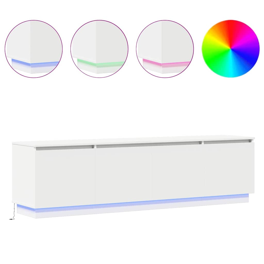 TV-kast met LED Wit 180 x 38 x 49 cm Bewerkt hout is nu te koop bij PeponiXL, paradijselijk wonen!