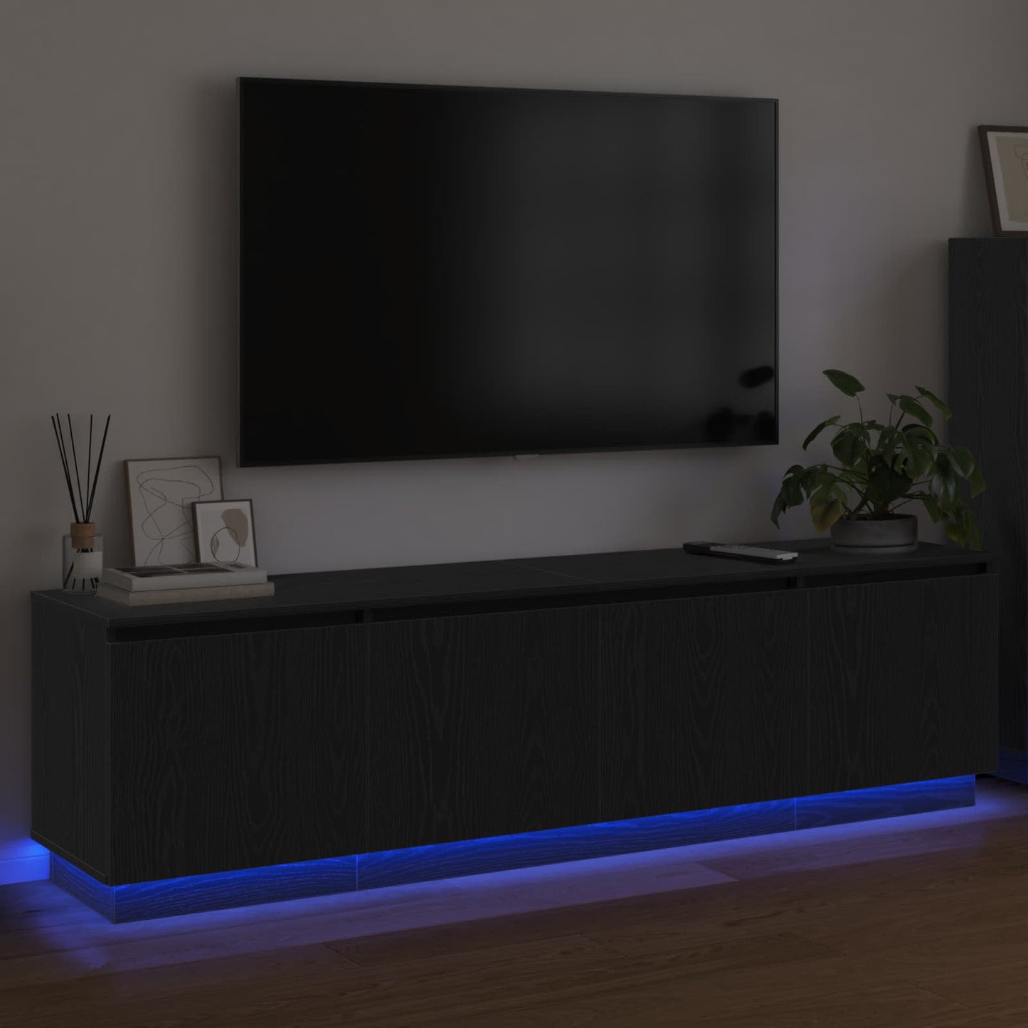 TV-kast met LED Zwart Eiken 180 x 38 x 49 cm Bewerkt hout is nu te koop bij PeponiXL, paradijselijk wonen!