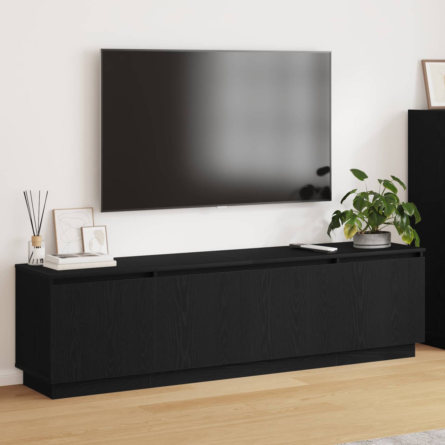 TV-kast met LED Zwart Eiken 180 x 38 x 49 cm Bewerkt hout is nu te koop bij PeponiXL, paradijselijk wonen!