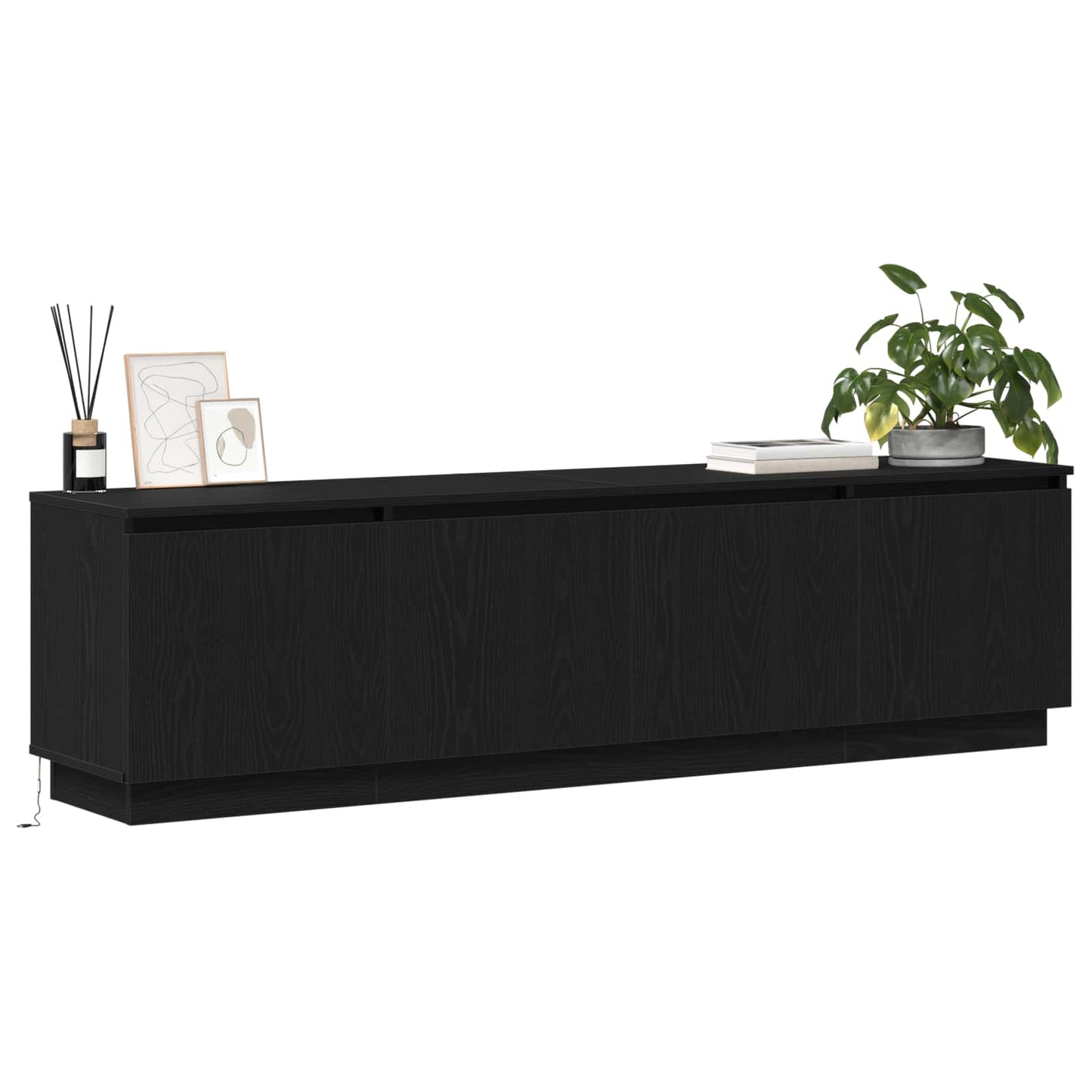TV-kast met LED Zwart Eiken 180 x 38 x 49 cm Bewerkt hout is nu te koop bij PeponiXL, paradijselijk wonen!