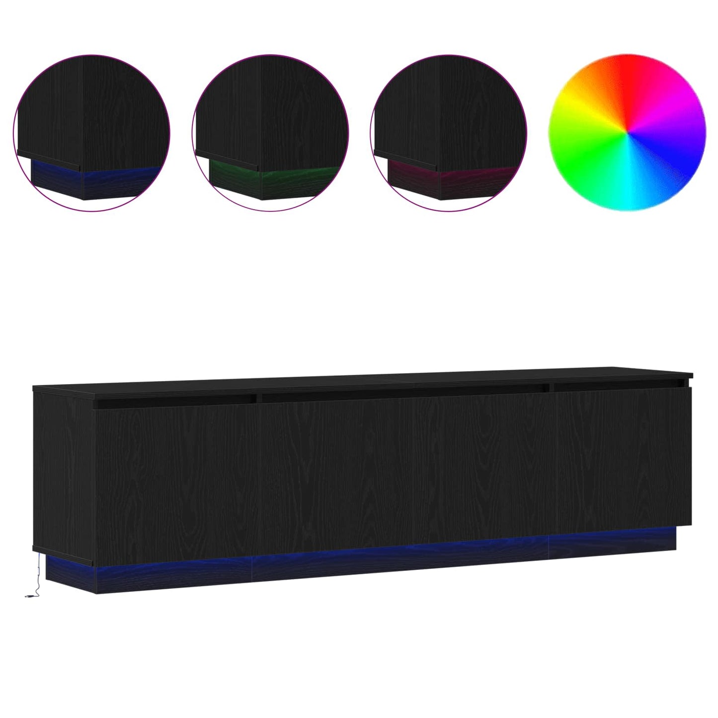 TV-kast met LED Zwart Eiken 180 x 38 x 49 cm Bewerkt hout is nu te koop bij PeponiXL, paradijselijk wonen!