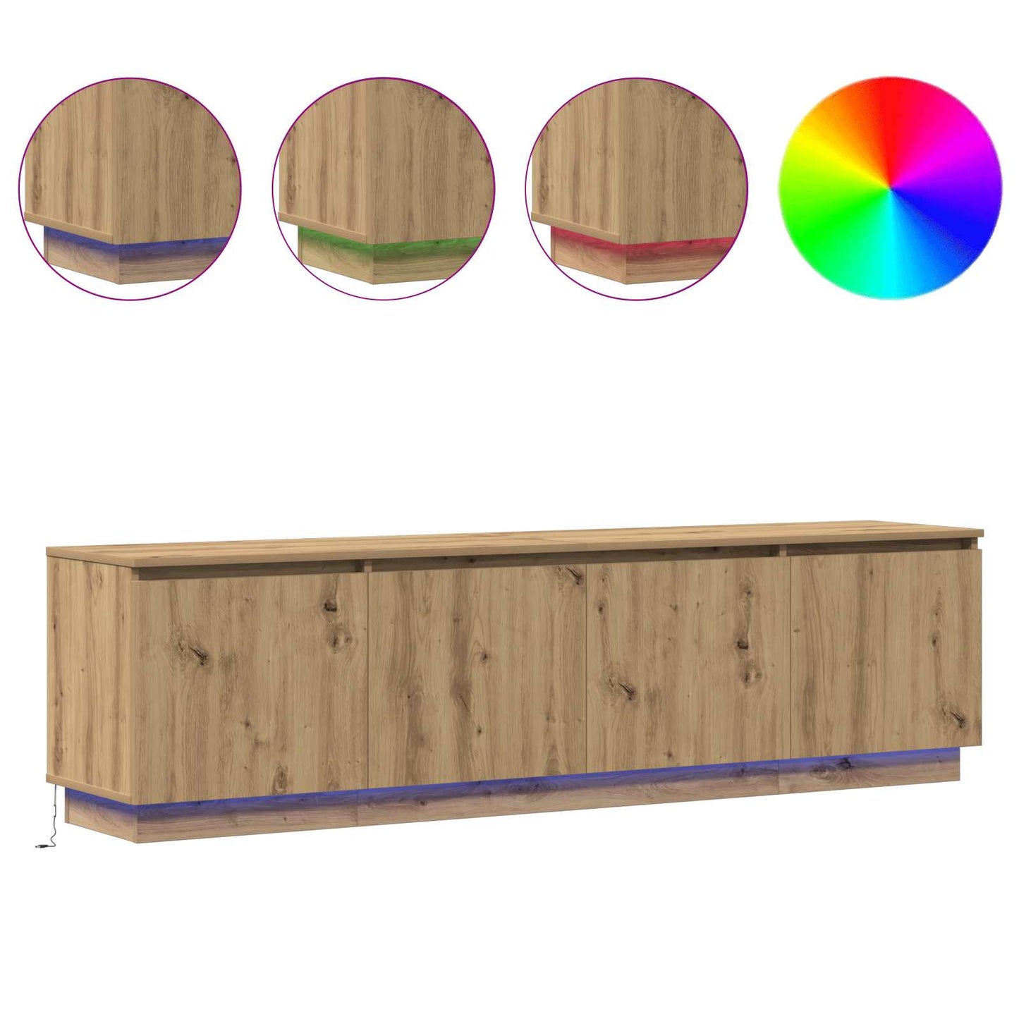 TV-kast 180 x 38 x 49 cm Artisan Eiken Bewerkt hout is nu te koop bij PeponiXL, paradijselijk wonen!