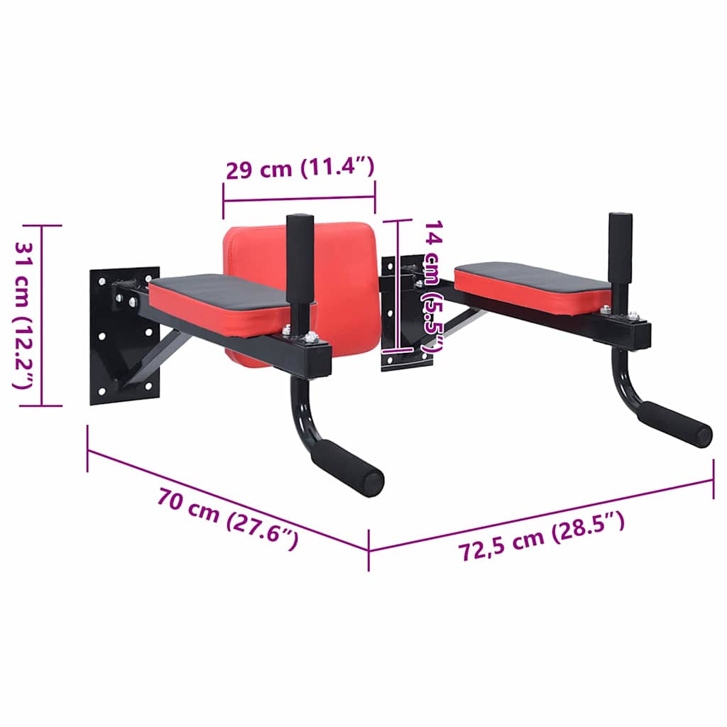 Dip station Zwart en Rood 72,5 x 70 x 31 cm Gepoedercoat staal is nu te koop bij PeponiXL, paradijselijk wonen!