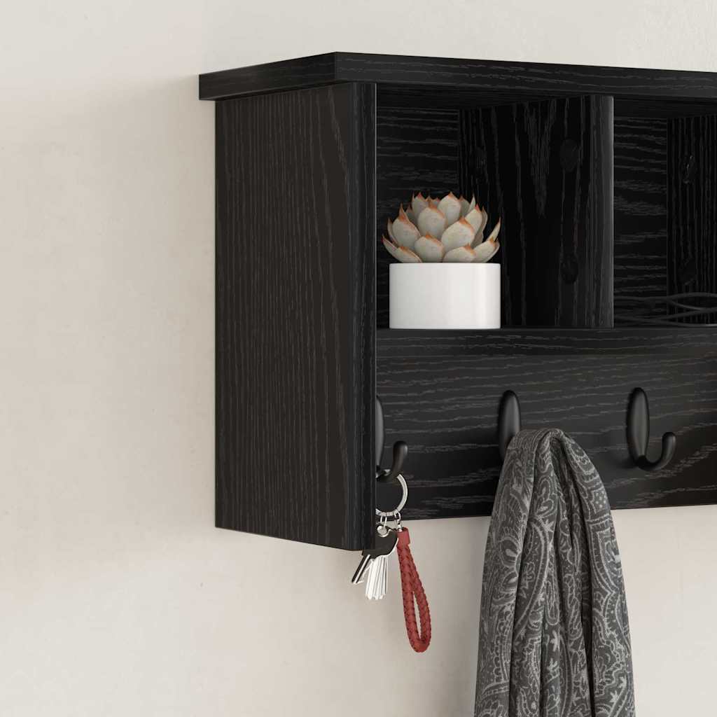 Wandgemonteerde kapstok met plank Zwart Eiken 50 x 16 x 26 cm is nu te koop bij PeponiXL, paradijselijk wonen!