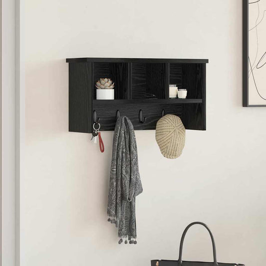 Wandgemonteerde kapstok met plank Zwart Eiken 50 x 16 x 26 cm is nu te koop bij PeponiXL, paradijselijk wonen!