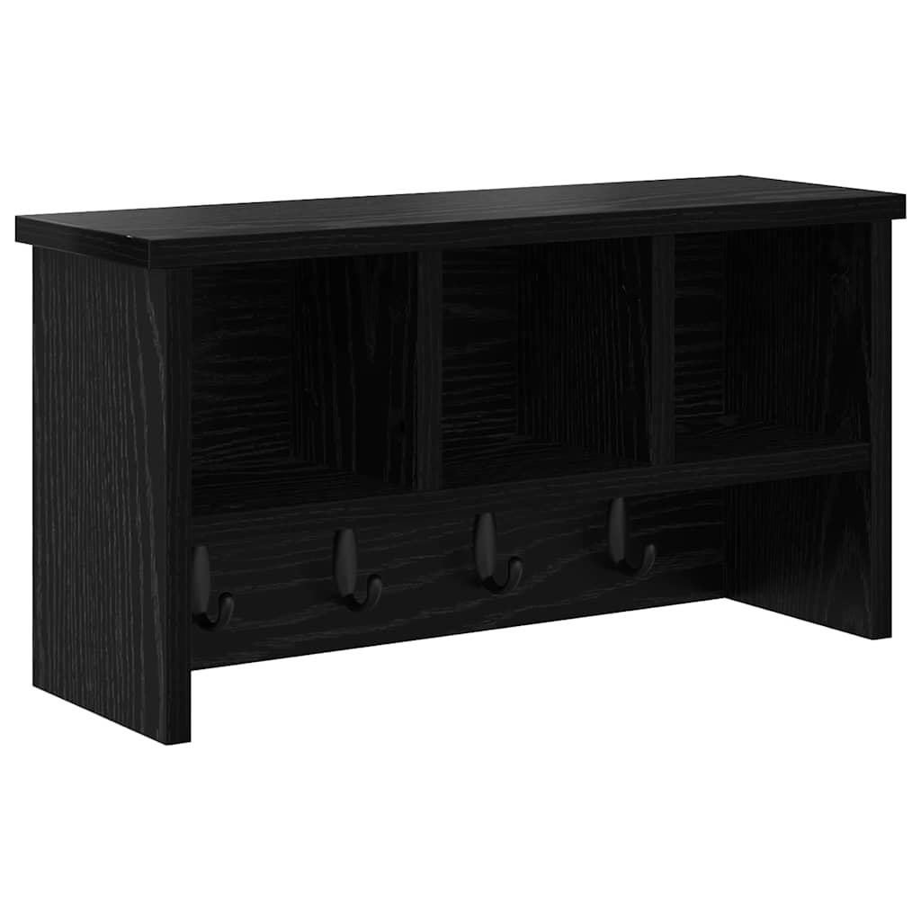 Wandgemonteerde kapstok met plank Zwart Eiken 50 x 16 x 26 cm is nu te koop bij PeponiXL, paradijselijk wonen!