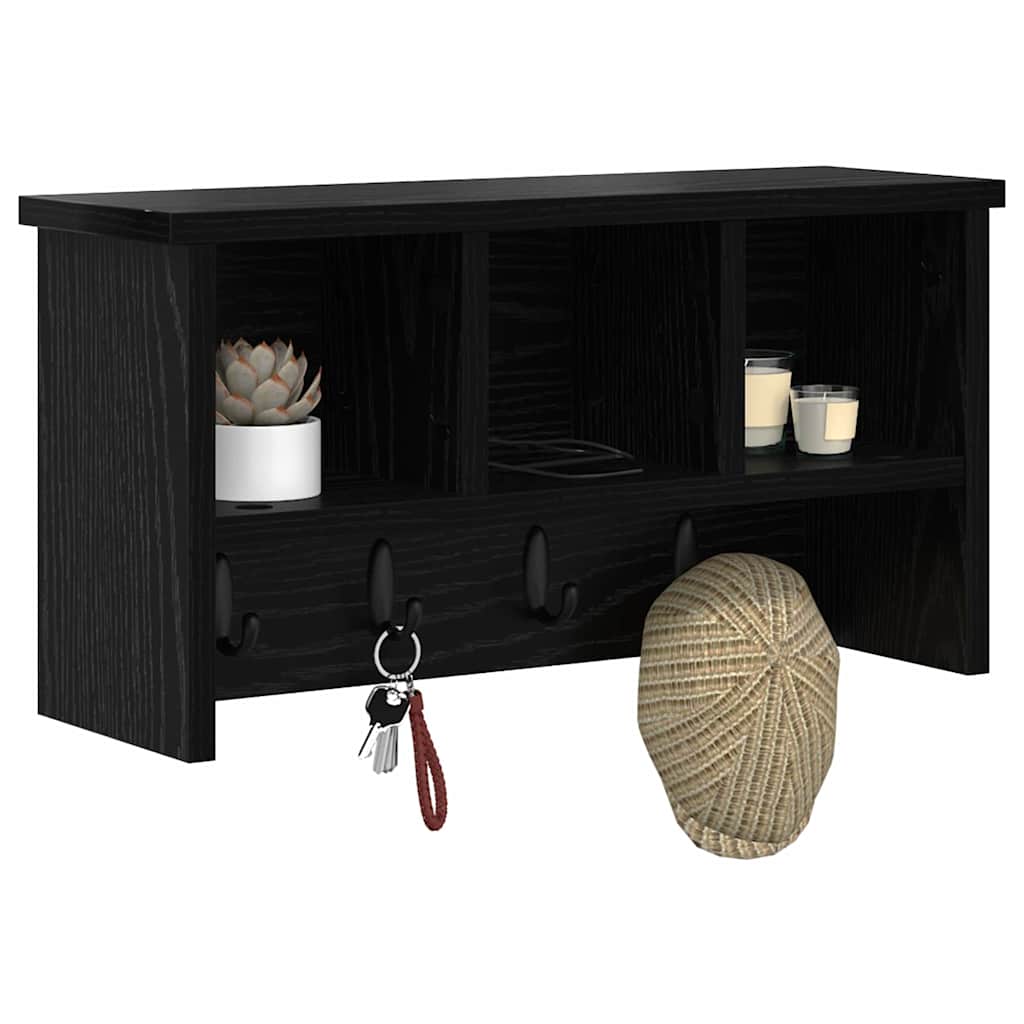 Wandgemonteerde kapstok met plank Zwart Eiken 50 x 16 x 26 cm is nu te koop bij PeponiXL, paradijselijk wonen!