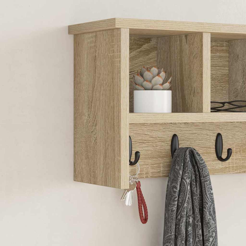 Wandgemonteerde kapstok met plank Sonoma Eiken 50 x 16 x 26 cm is nu te koop bij PeponiXL, paradijselijk wonen!
