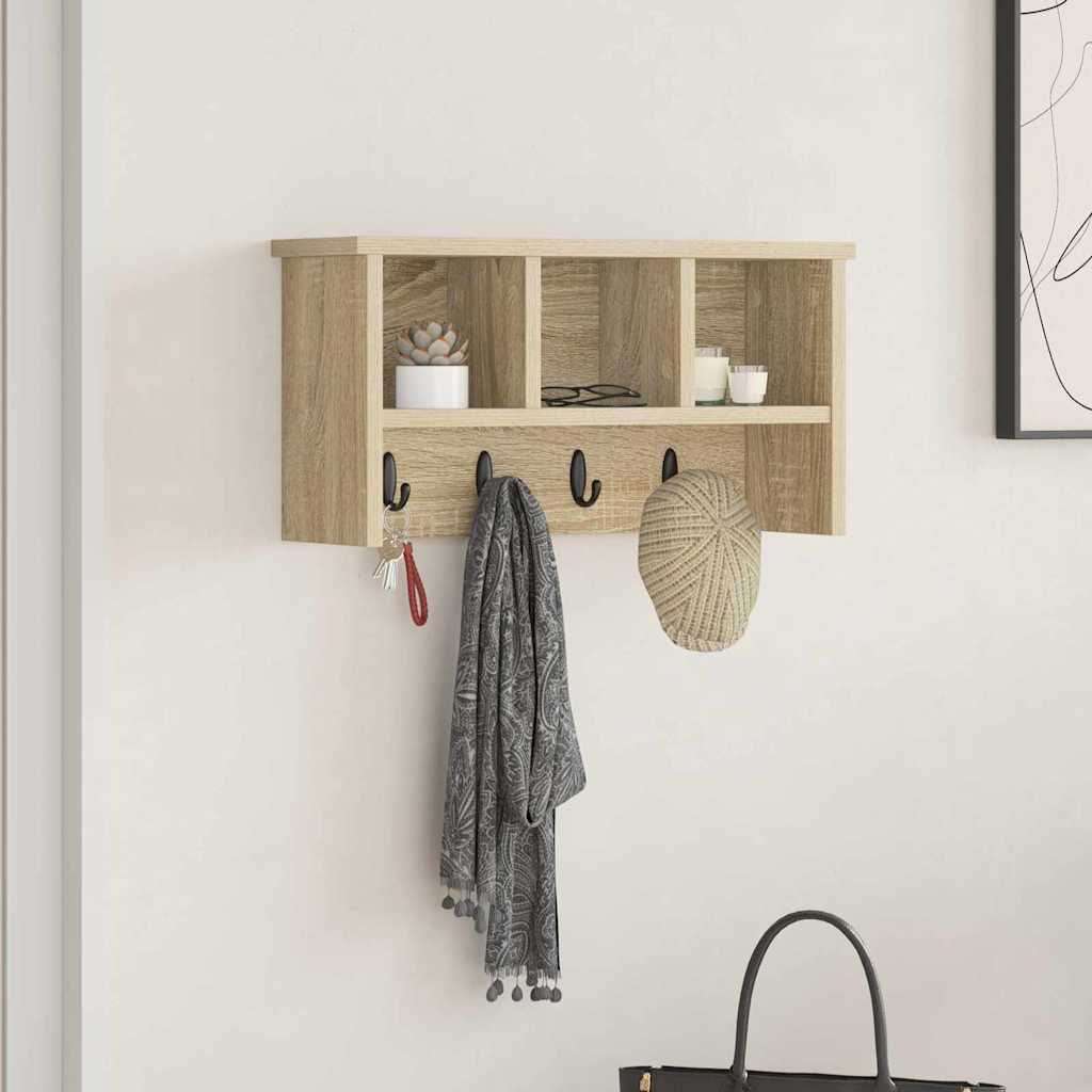 Wandgemonteerde kapstok met plank Sonoma Eiken 50 x 16 x 26 cm is nu te koop bij PeponiXL, paradijselijk wonen!