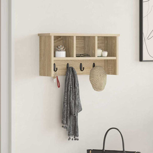 Wandgemonteerde kapstok met plank Sonoma Eiken 50 x 16 x 26 cm is nu te koop bij PeponiXL, paradijselijk wonen!
