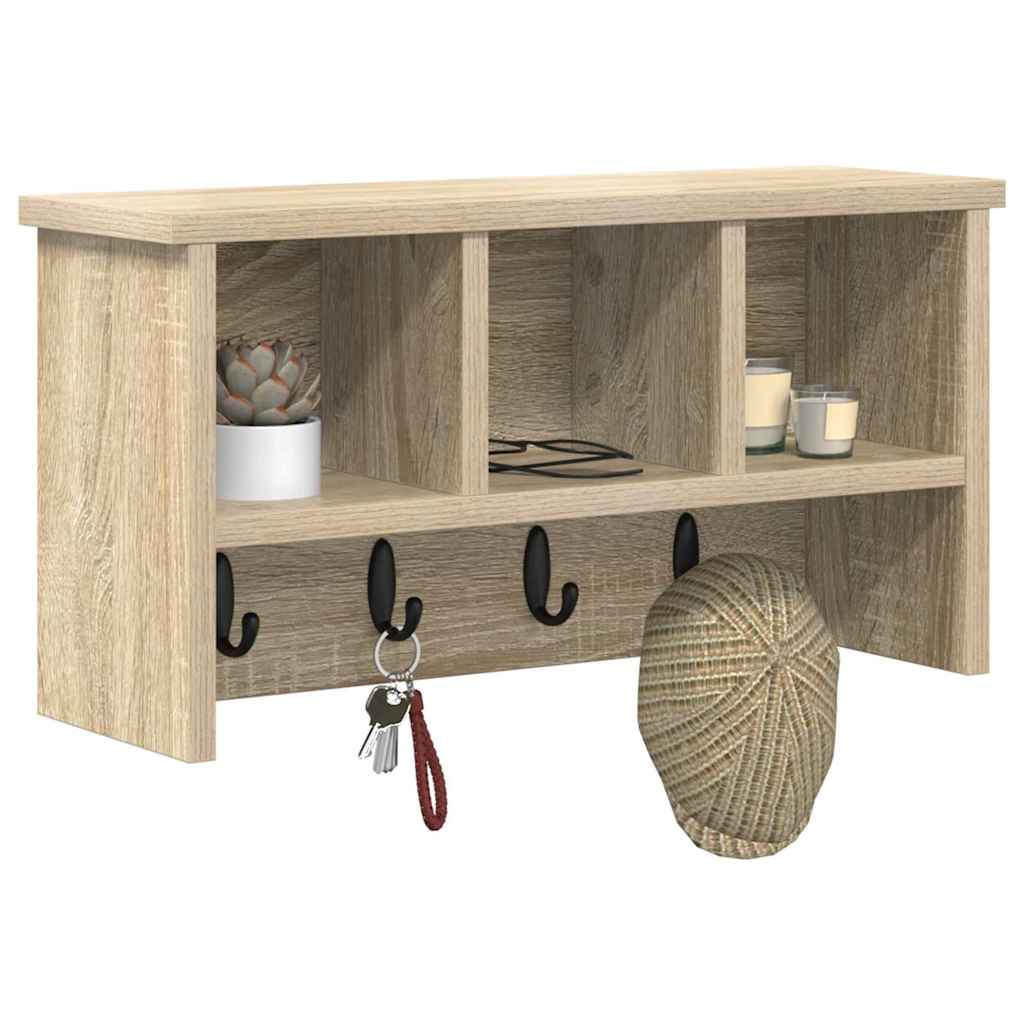 Wandgemonteerde kapstok met plank Sonoma Eiken 50 x 16 x 26 cm is nu te koop bij PeponiXL, paradijselijk wonen!