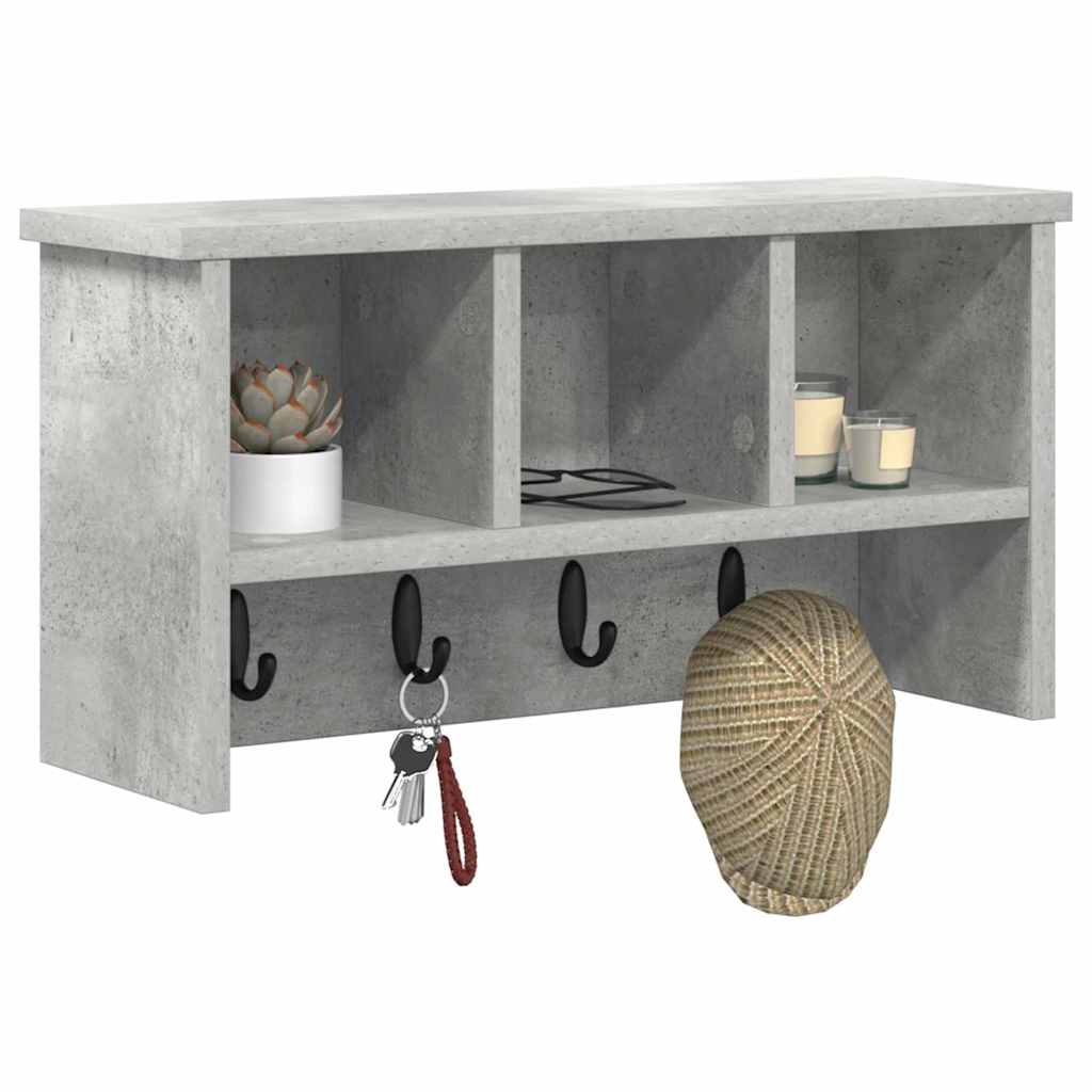 Wandgemonteerde kapstok met plank Beton Grijs 50 x 16 x 26 cm is nu te koop bij PeponiXL, paradijselijk wonen!