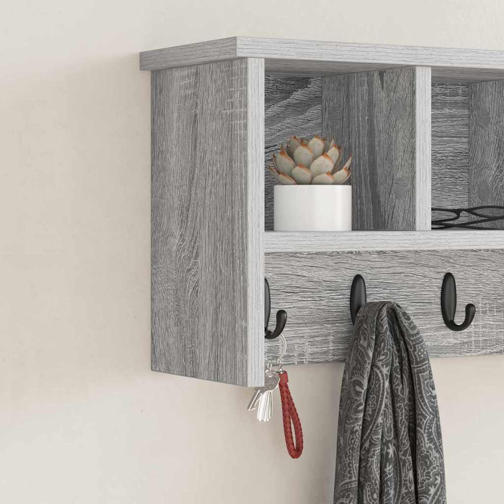 Wandgemonteerde kapstok met plank Grijs Sonoma 50 x 16 x 26 cm is nu te koop bij PeponiXL, paradijselijk wonen!