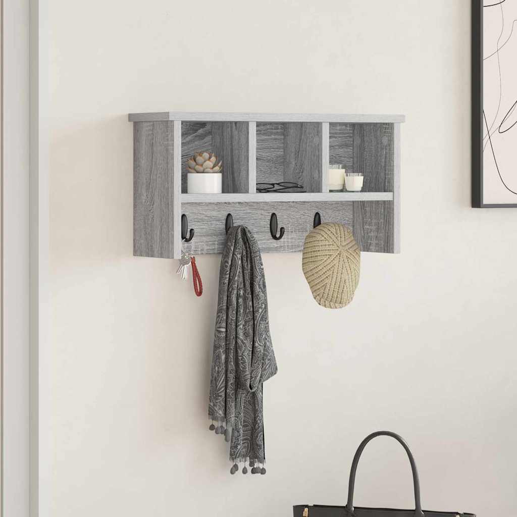 Wandgemonteerde kapstok met plank Grijs Sonoma 50 x 16 x 26 cm is nu te koop bij PeponiXL, paradijselijk wonen!