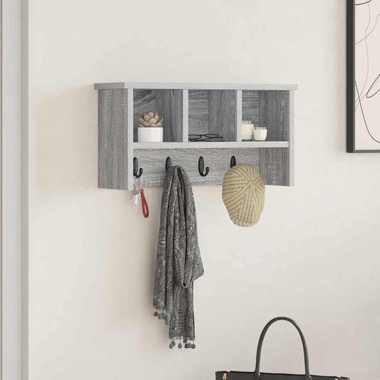 Wandgemonteerde kapstok met plank Grijs Sonoma 50 x 16 x 26 cm is nu te koop bij PeponiXL, paradijselijk wonen!