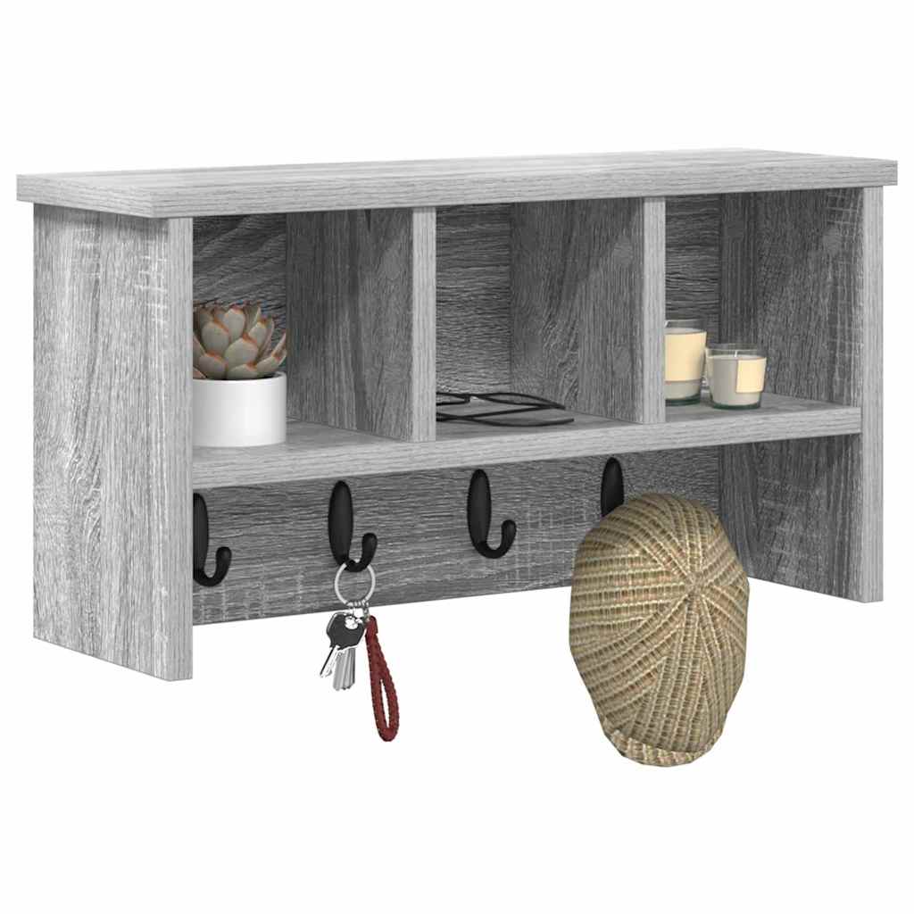 Wandgemonteerde kapstok met plank Grijs Sonoma 50 x 16 x 26 cm is nu te koop bij PeponiXL, paradijselijk wonen!