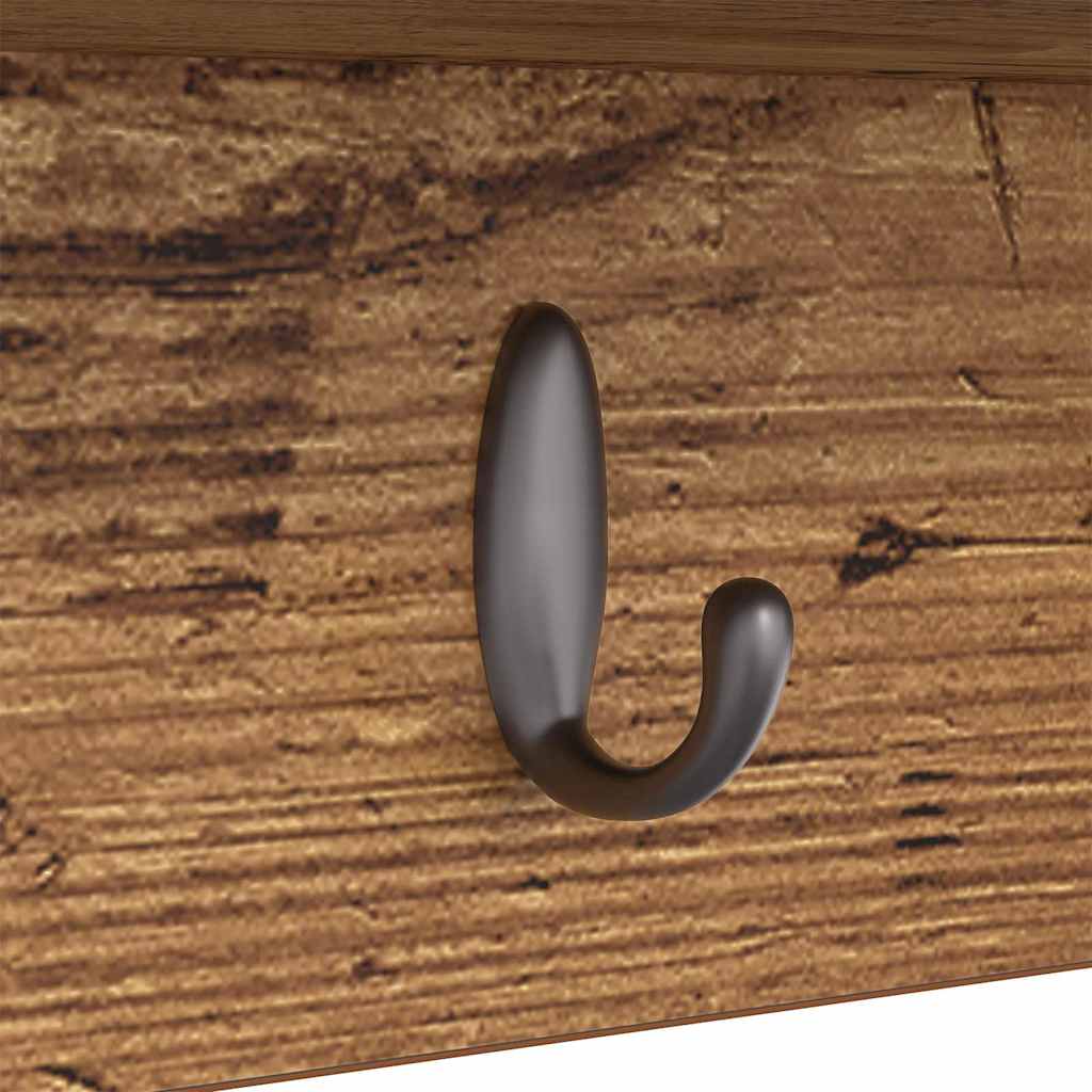 Wandgemonteerde kapstok Oudhout 50 x 16 x 26 cm Bewerkt hout is nu te koop bij PeponiXL, paradijselijk wonen!