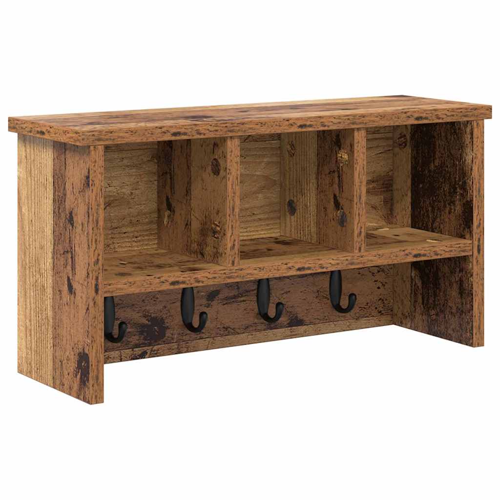 Wandgemonteerde kapstok Oudhout 50 x 16 x 26 cm Bewerkt hout is nu te koop bij PeponiXL, paradijselijk wonen!