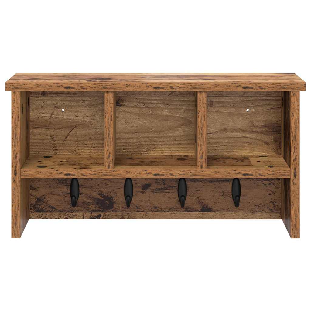 Wandgemonteerde kapstok Oudhout 50 x 16 x 26 cm Bewerkt hout is nu te koop bij PeponiXL, paradijselijk wonen!