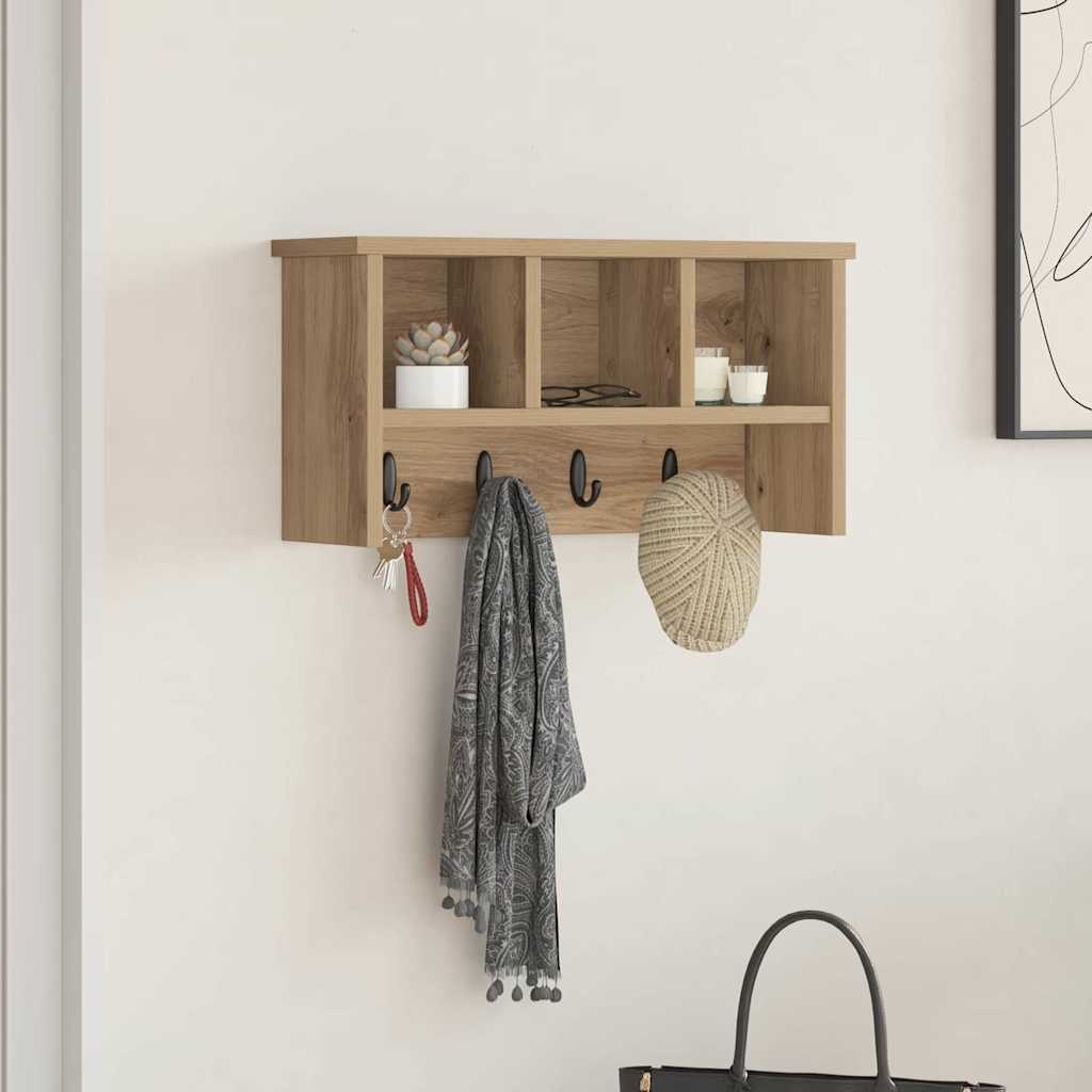 Wandgemonteerde kapstok met plank Artisan Eiken 50 x 16 x 26 cm is nu te koop bij PeponiXL, paradijselijk wonen!