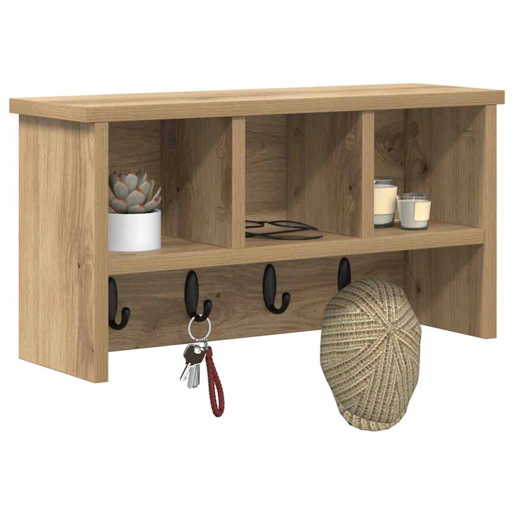 Wandgemonteerde kapstok met plank Artisan Eiken 50 x 16 x 26 cm is nu te koop bij PeponiXL, paradijselijk wonen!
