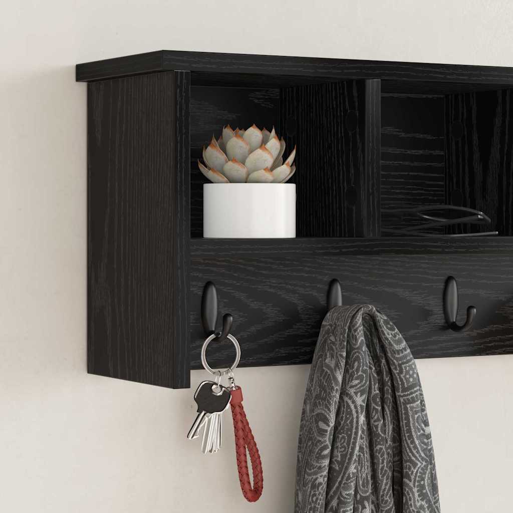 Wandgemonteerde kapstok met plank Zwart Eiken 75 x 16 x 26 cm is nu te koop bij PeponiXL, paradijselijk wonen!
