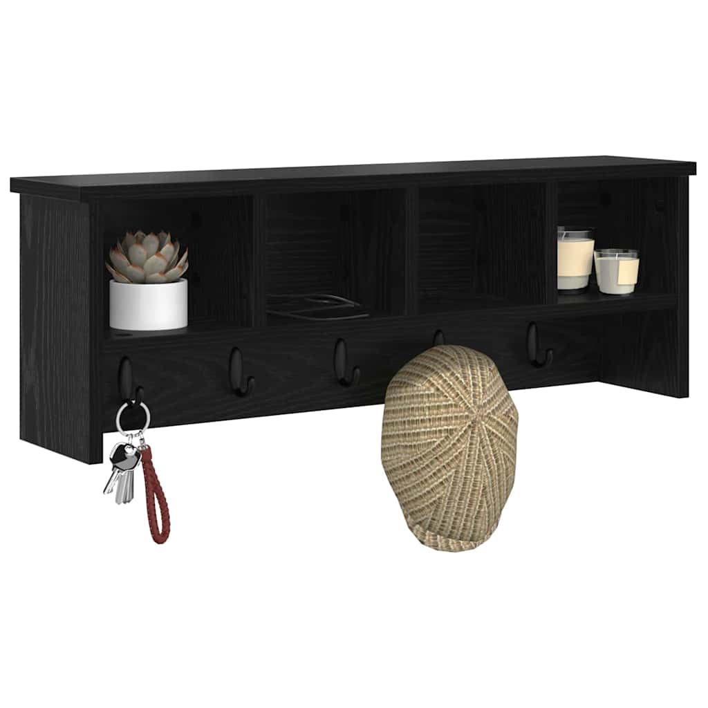 Wandgemonteerde kapstok met plank Zwart Eiken 75 x 16 x 26 cm is nu te koop bij PeponiXL, paradijselijk wonen!