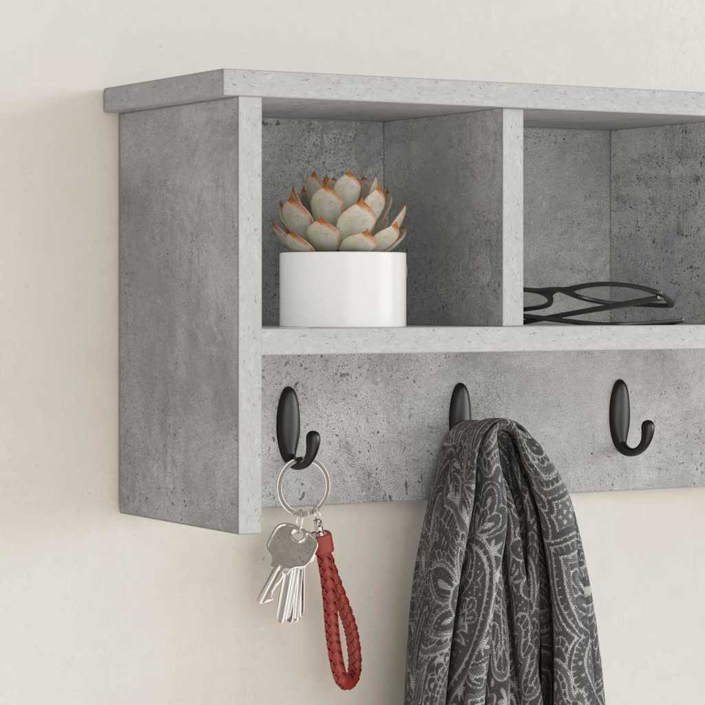 Wandgemonteerde kapstok met plank Beton Grijs 75 x 16 x 26 cm is nu te koop bij PeponiXL, paradijselijk wonen!