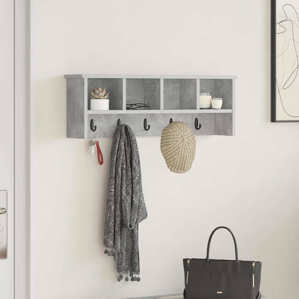 Wandgemonteerde kapstok met plank Beton Grijs 75 x 16 x 26 cm is nu te koop bij PeponiXL, paradijselijk wonen!
