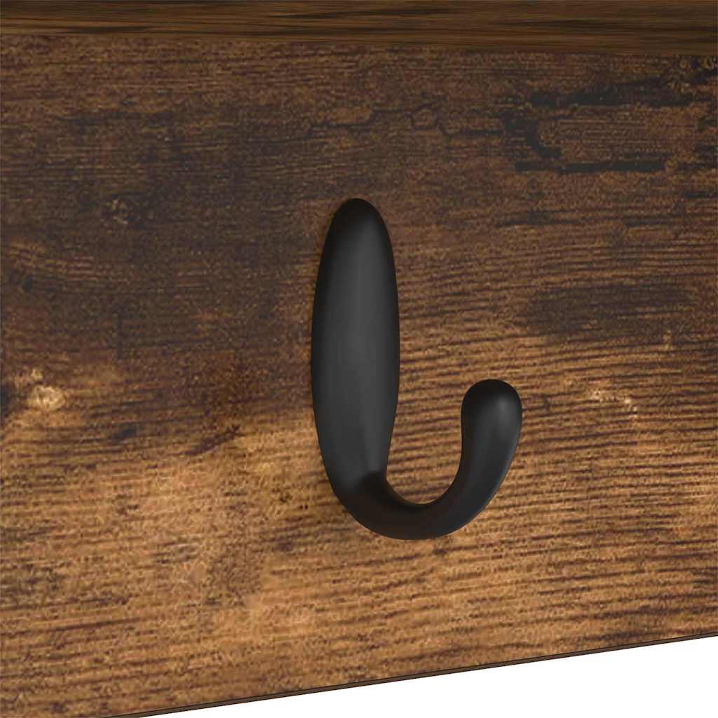 Wandgemonteerde kapstok met plank Gerookt eiken 75 x 16 x 26 cm is nu te koop bij PeponiXL, paradijselijk wonen!
