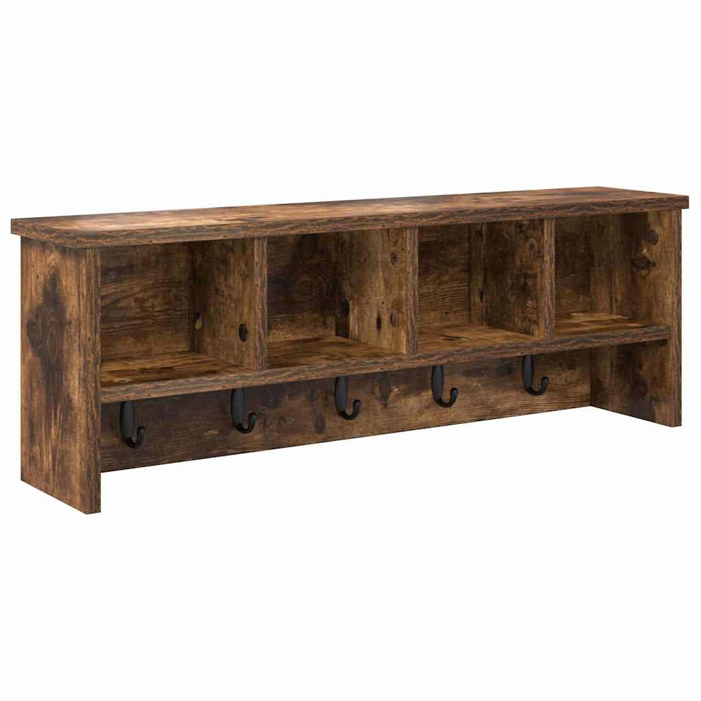Wandgemonteerde kapstok met plank Gerookt eiken 75 x 16 x 26 cm is nu te koop bij PeponiXL, paradijselijk wonen!