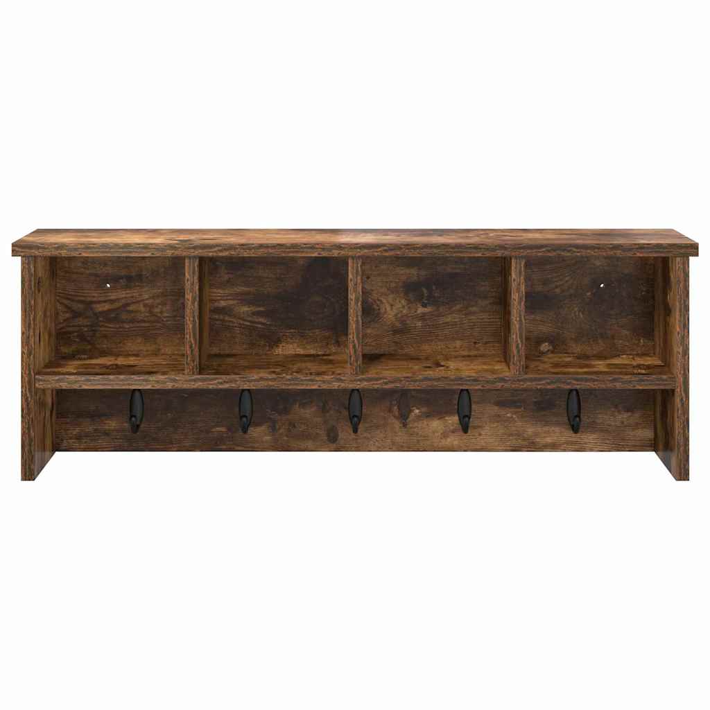 Wandgemonteerde kapstok met plank Gerookt eiken 75 x 16 x 26 cm is nu te koop bij PeponiXL, paradijselijk wonen!
