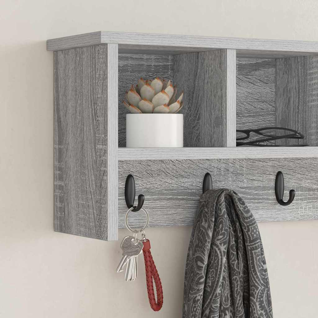 Wandgemonteerde kapstok met plank Grijs Sonoma 75 x 16 x 26 cm is nu te koop bij PeponiXL, paradijselijk wonen!
