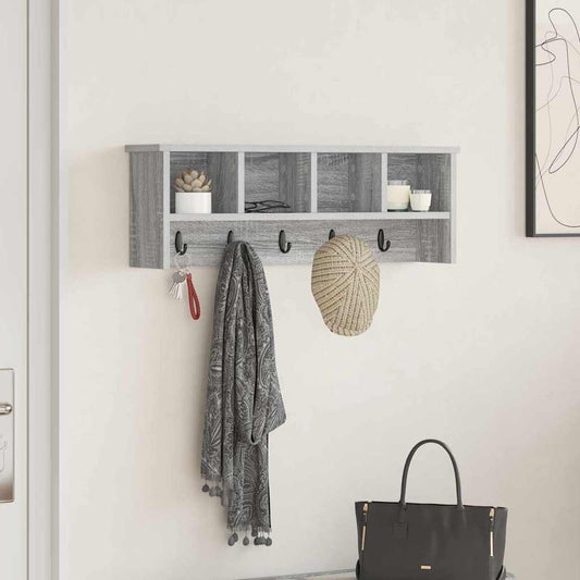 Wandgemonteerde kapstok met plank Grijs Sonoma 75 x 16 x 26 cm is nu te koop bij PeponiXL, paradijselijk wonen!