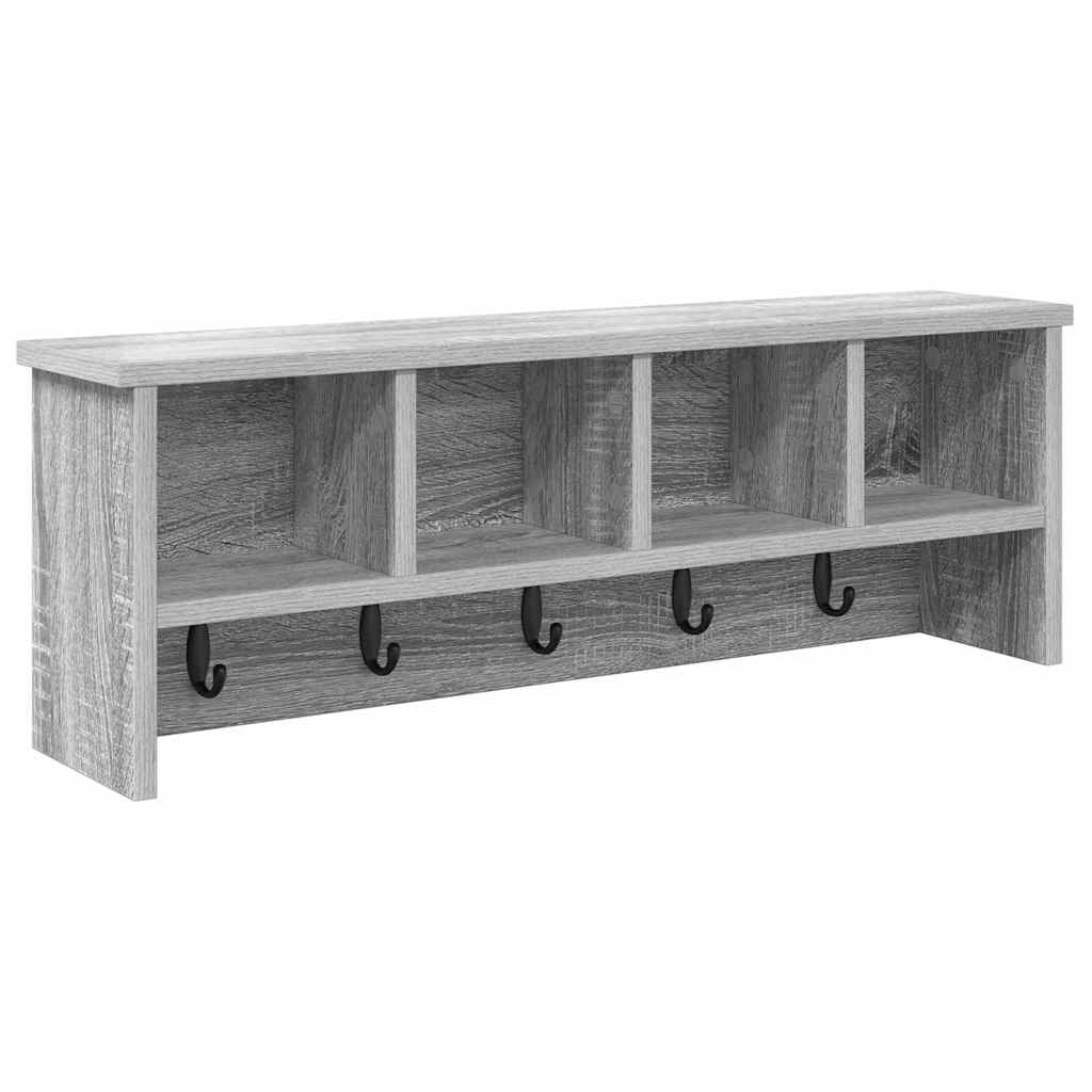 Wandgemonteerde kapstok met plank Grijs Sonoma 75 x 16 x 26 cm is nu te koop bij PeponiXL, paradijselijk wonen!