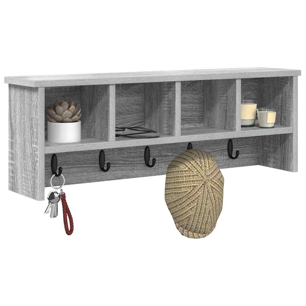 Wandgemonteerde kapstok met plank Grijs Sonoma 75 x 16 x 26 cm is nu te koop bij PeponiXL, paradijselijk wonen!