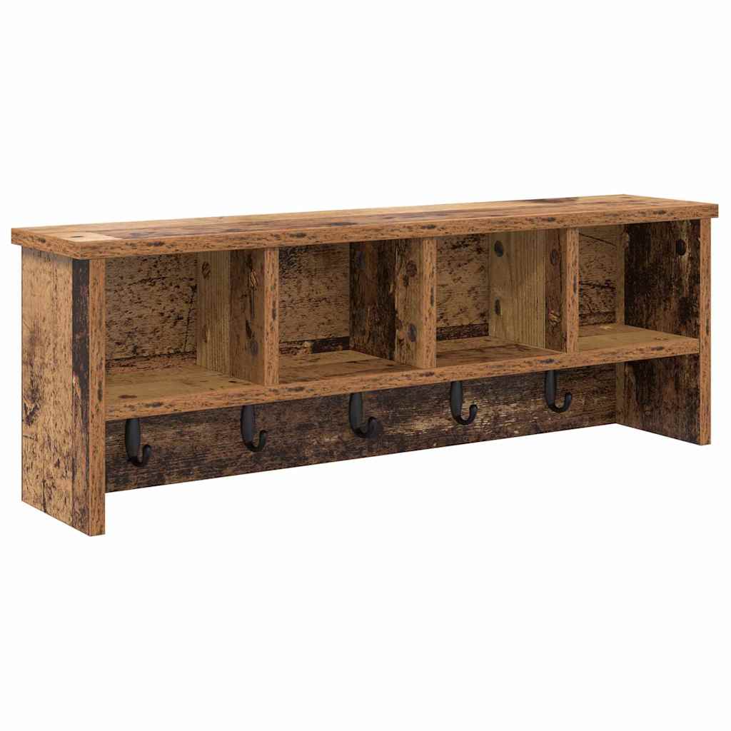 Wandgemonteerde kapstok Oudhout 75 x 16 x 26 cm Bewerkt hout is nu te koop bij PeponiXL, paradijselijk wonen!