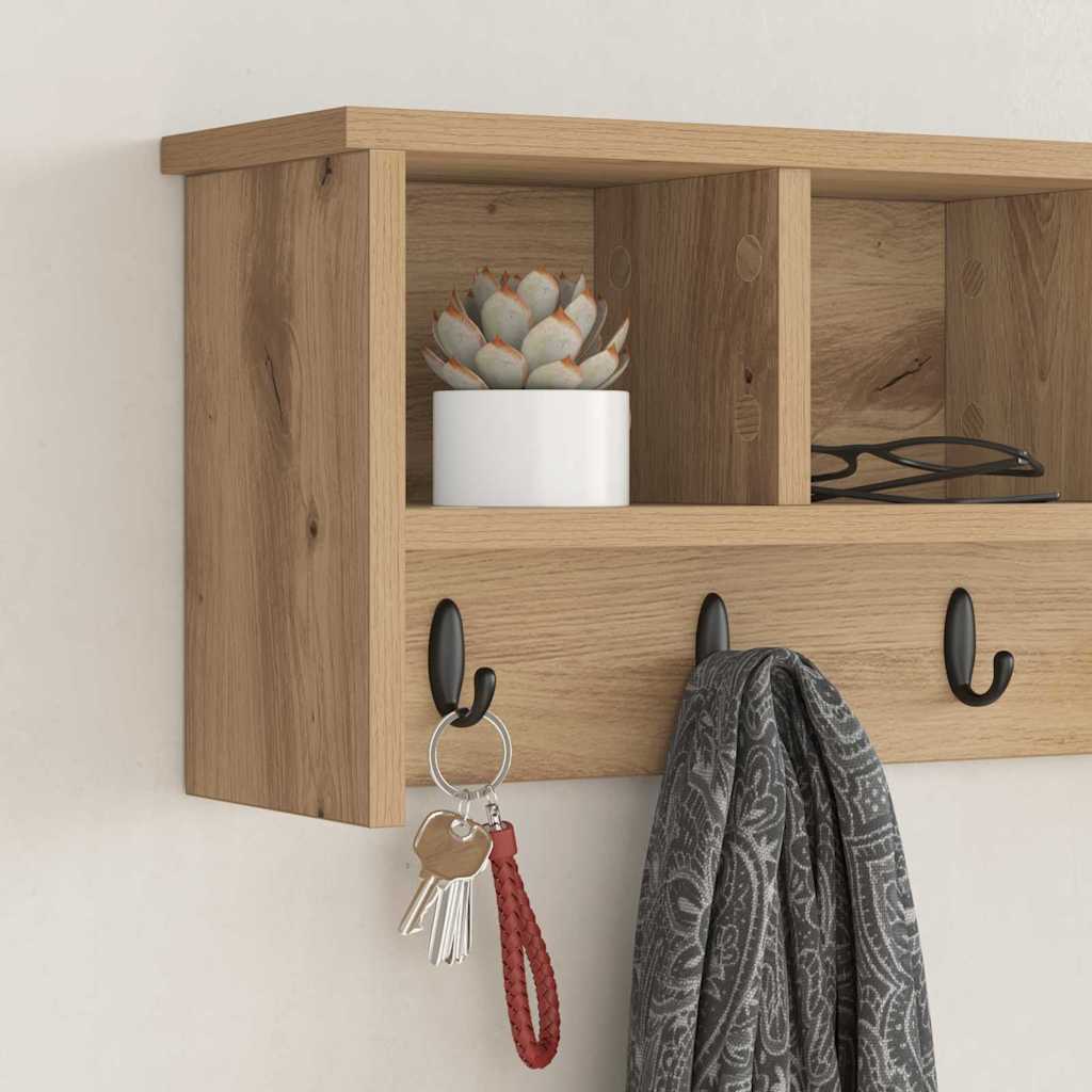 Wandgemonteerde kapstok met plank Artisan Eiken 75 x 16 x 26 cm is nu te koop bij PeponiXL, paradijselijk wonen!