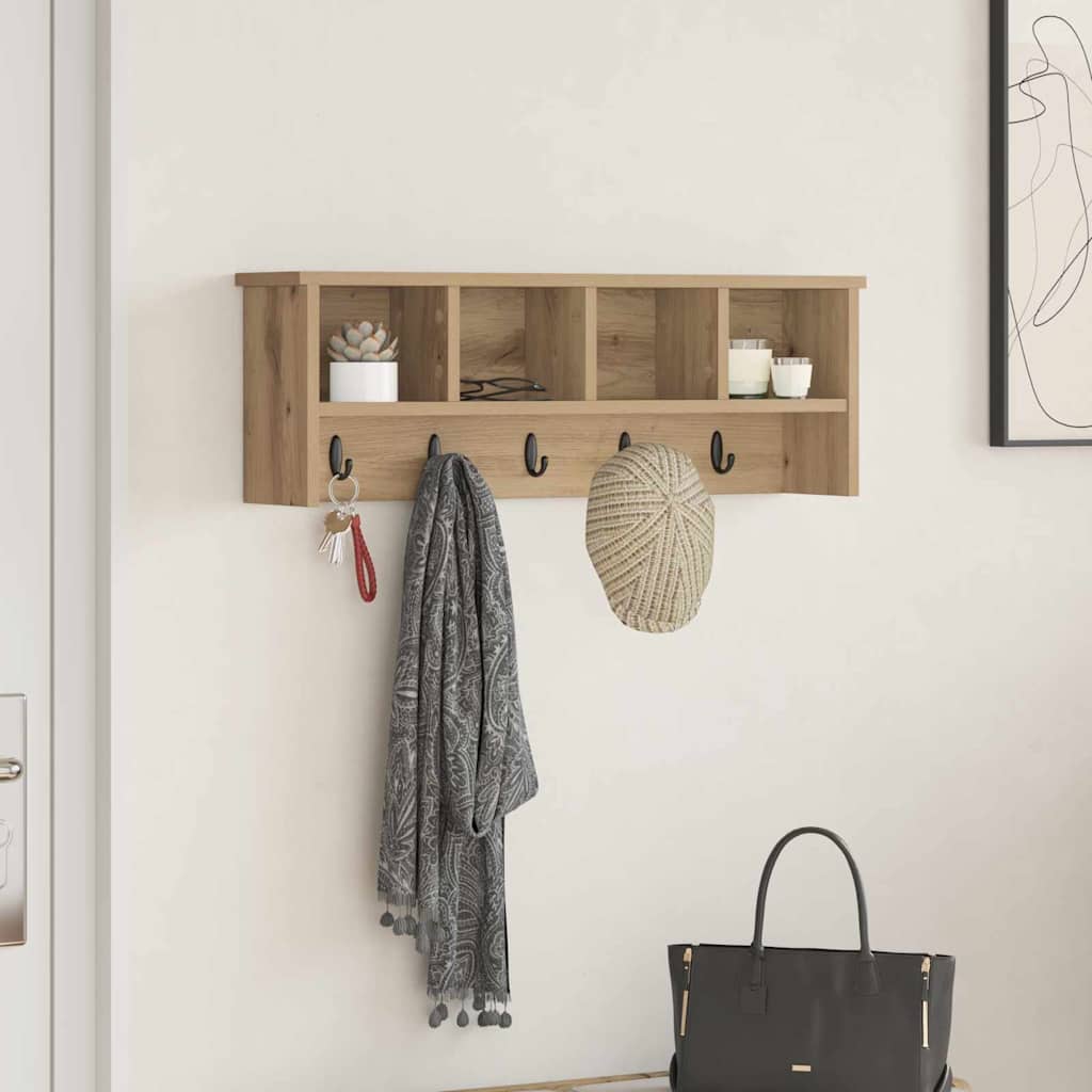 Wandgemonteerde kapstok met plank Artisan Eiken 75 x 16 x 26 cm is nu te koop bij PeponiXL, paradijselijk wonen!