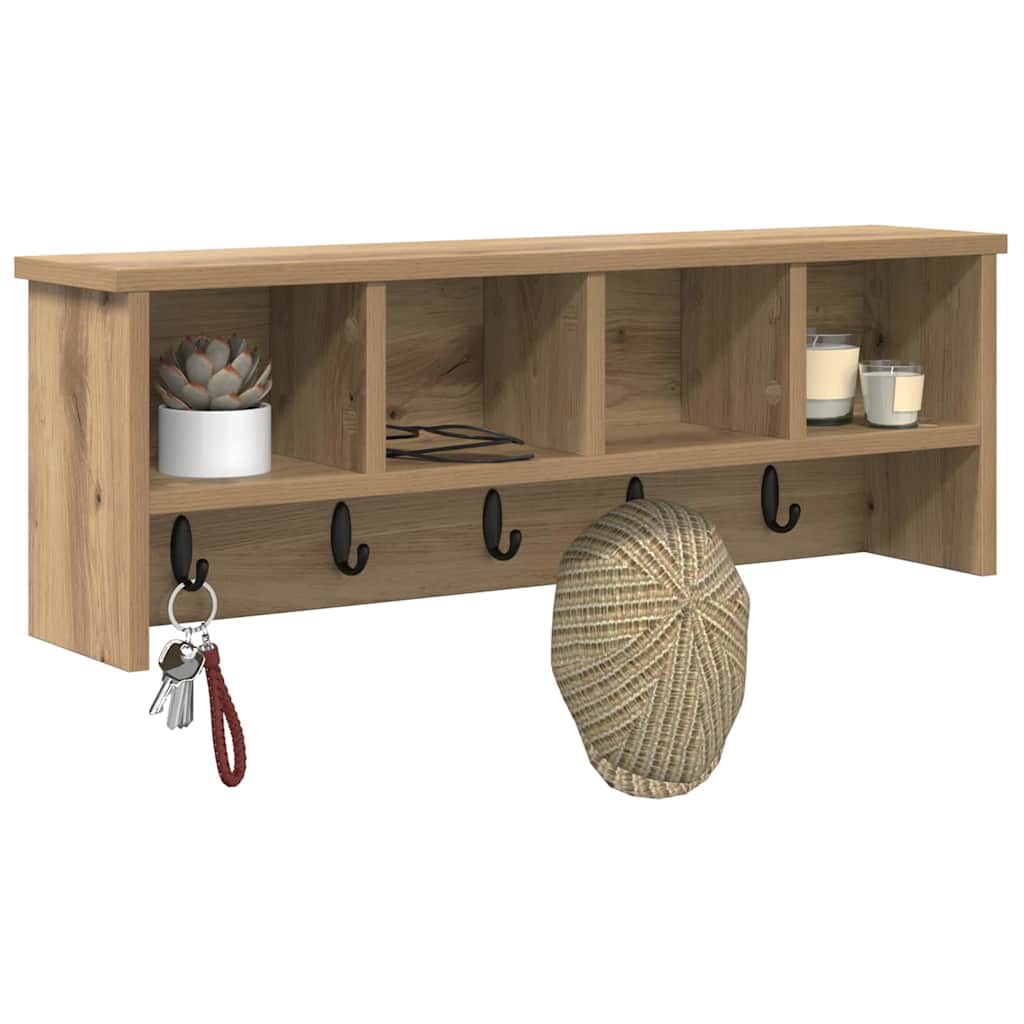 Wandgemonteerde kapstok met plank Artisan Eiken 75 x 16 x 26 cm is nu te koop bij PeponiXL, paradijselijk wonen!