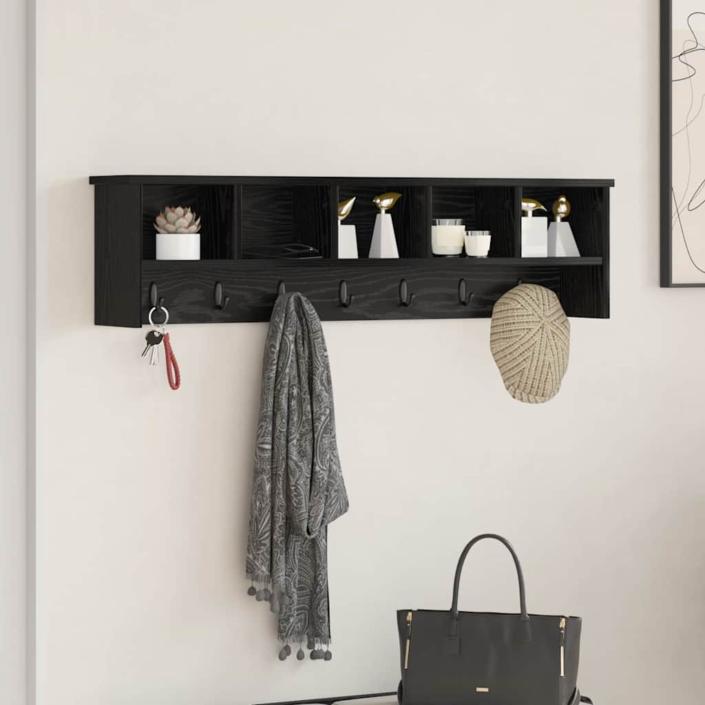 Wandgemonteerde kapstok met plank Zwart Eiken 100 x 16 x 26 cm is nu te koop bij PeponiXL, paradijselijk wonen!