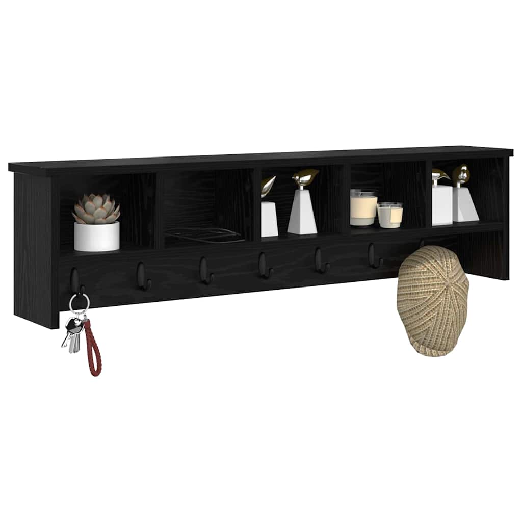 Wandgemonteerde kapstok met plank Zwart Eiken 100 x 16 x 26 cm is nu te koop bij PeponiXL, paradijselijk wonen!